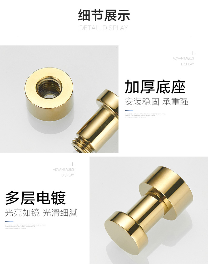 衣服挂钩壁挂墙壁衣柜浴室挂衣钩单个创意全铜金属免打孔毛巾衣帽undefined
