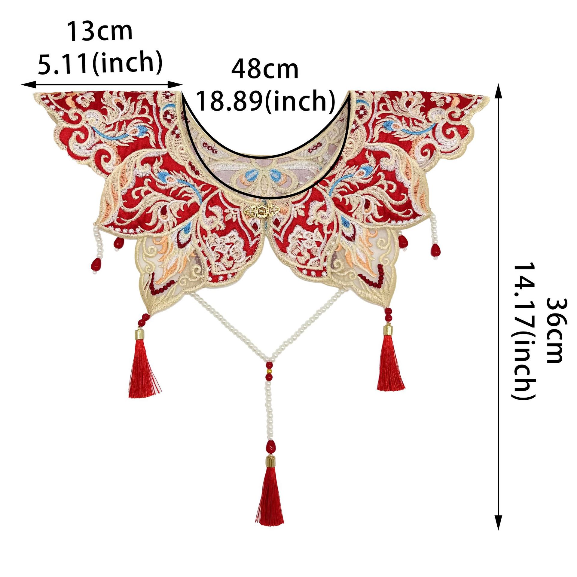 Rojo estilo nacional Han vestido de hombro nublado cuatro estaciones general con una nueva falda de caballo chino colgante de bordillo collar falso
