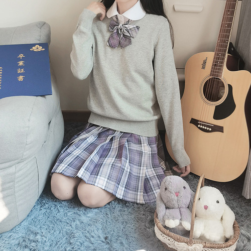 Japanese campus style JK/DK uniform for men and women, student knit V-neck turtleneck sweater, college style