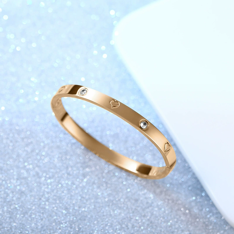 Браслет из нержавеющей стали с покрытием розовым 18K, европейский стиль, индивидуальная модная аксессуара