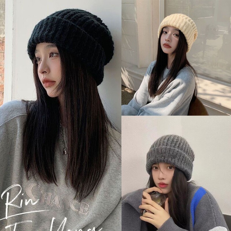 松鼠绒帽子堆堆帽2025新款秋冬帽子女冬季毛线手工编织帽百搭户外|undefined