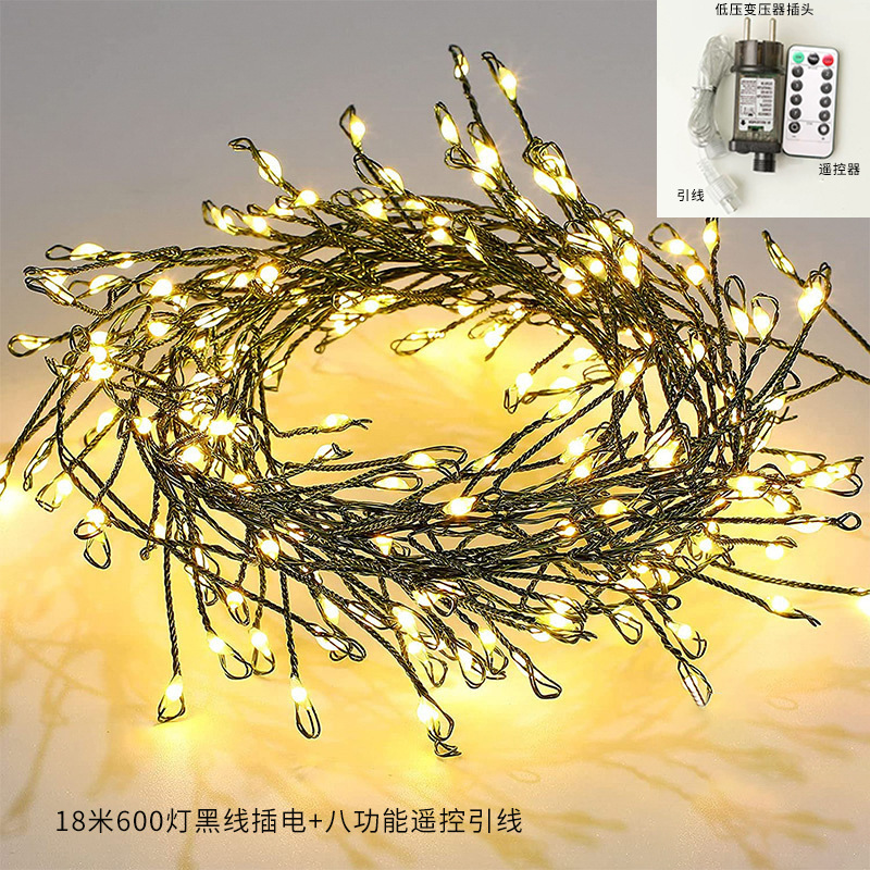Nueva luz de cañón de látigo LED de Navidad, luz de cadena de alambre de cobre, luces de decoración de patio de vacaciones interiores y exteriores, luces de Navidad al por mayor