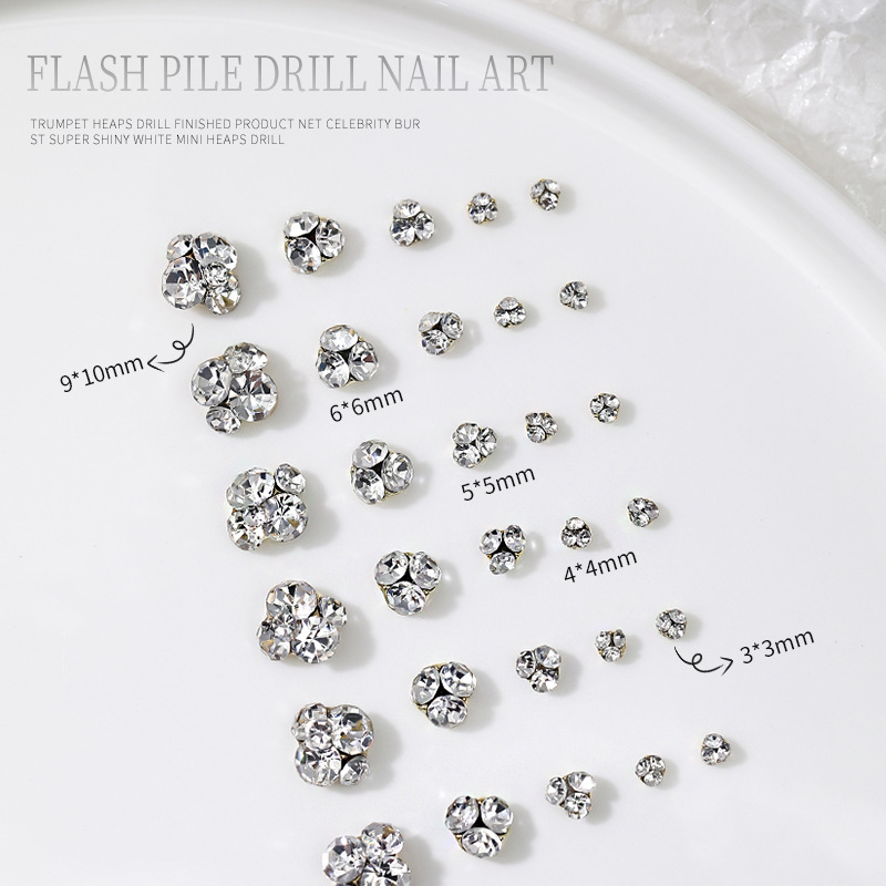 Tamaño pequeño pila de diamante productos terminados en línea de la celebridad flash Super Flash mini pila de diamante bola puntiaguda diamante nail joyería al por mayor