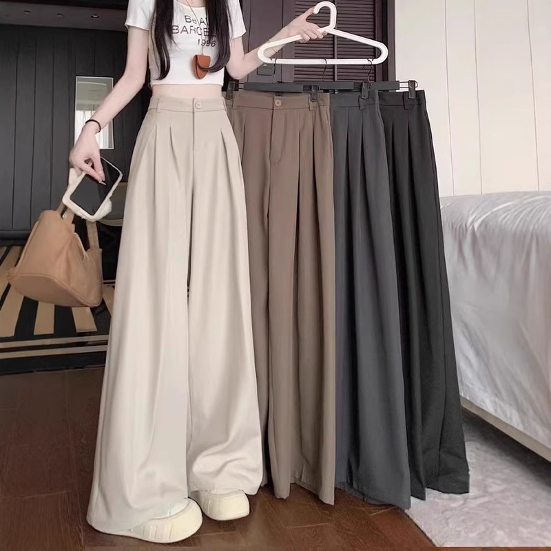 Versatile Suit-Style Wide-Leg Pants for Women, Summer 2025 New Style, Drapey and Loose Fit, Petite Casual Straight-Leg Pants/Skirt Versatile Suit-Style Wide-Leg Pants for Women, Summer 2025 New Style, Drapey and Loose Fit, Petite Casual Straight-Leg Pants/Skirt