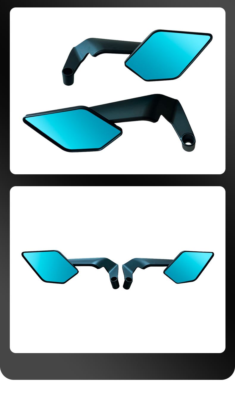 Motorcycle Electric Vehicle Modified New Fixed Wing Large Mirror Folding Rearview Mirror Blue Glass Fixed Wing Reflector