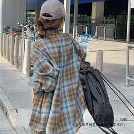 格子衬衫女春夏美式松弛感慵懒开衫外搭设计感宽松防晒上衣外套仙