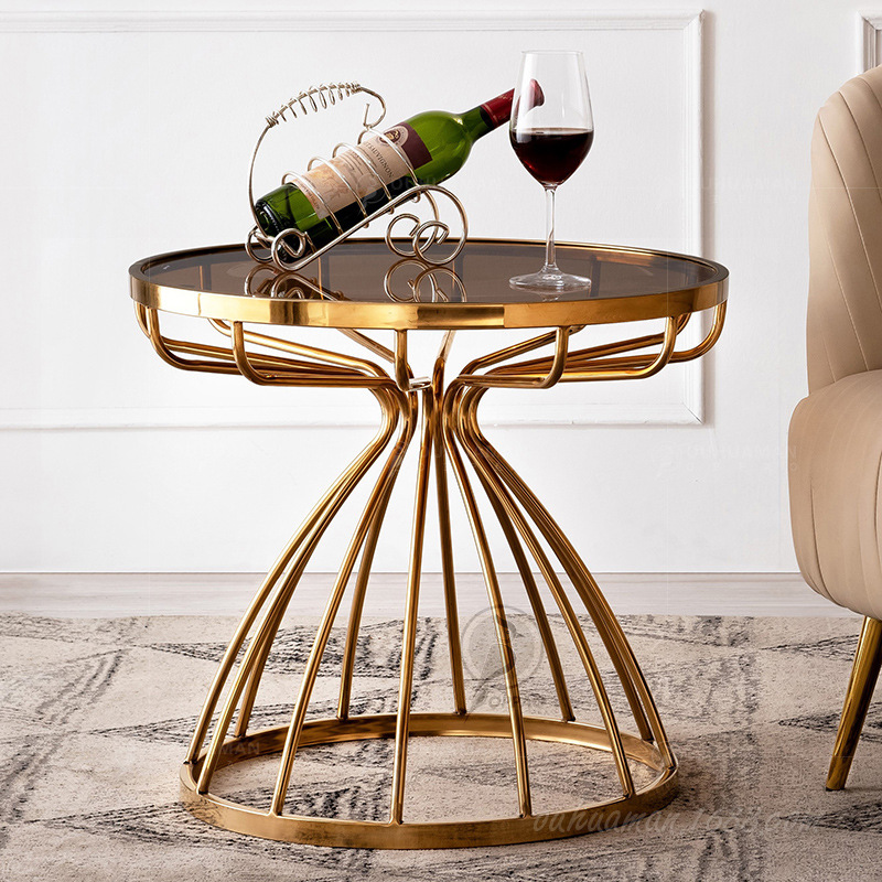 Italian Stainless Steel Coffee Table Round Modern Minimalist Designer Small Apartment Living Room Home Tea Table Corner Coffee Table