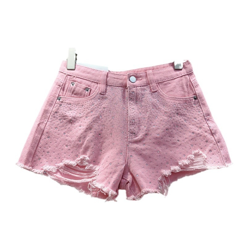 Shorts de Mezclilla con Pedrería y Pierna Ancha para Verano image 5