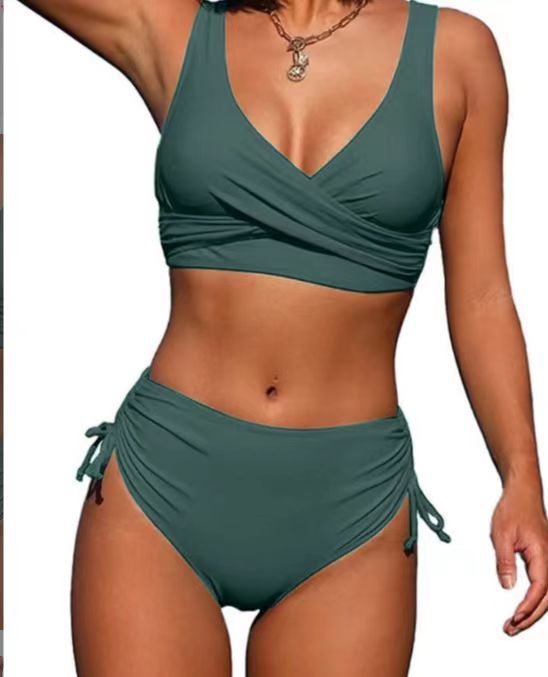 136g Weight Sexy Feel Of Sensation Mid Waist Panties Waist Bikini Panties Style Bralette Bra Category Polyester Fabric Type 2 Pieces Set Quantity Swimming Pool, Beach Occasion Solid Color Pattern Women's Gender Women's Solid Color 2 Pieces Set Bikinis Swimwear 7
