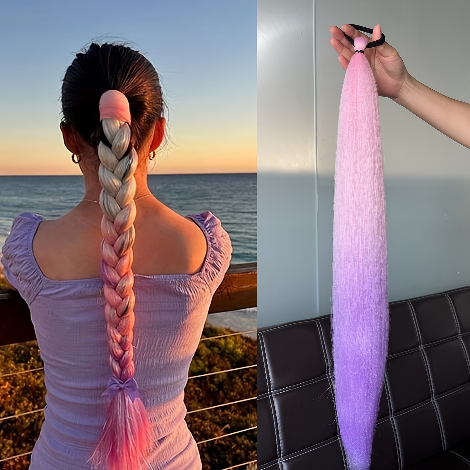 2 piezas de paquete de niños niñas pelucas de cola de caballo elásticas de boxeo trenzas de cuerda elástica de color trenzas de cabello extensiones de pelo