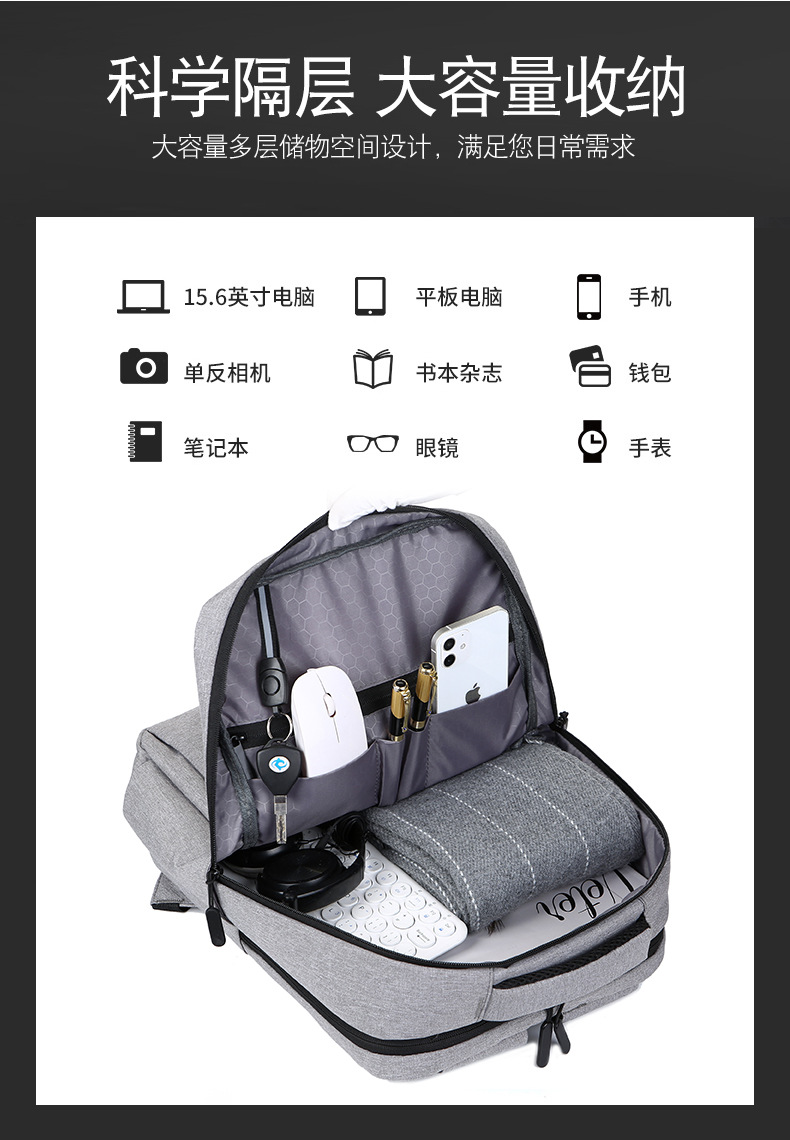Multi-functional backpack, men's business commuting backpack, USB shoulder computer bag, large-capacity student campus schoolbag undefined