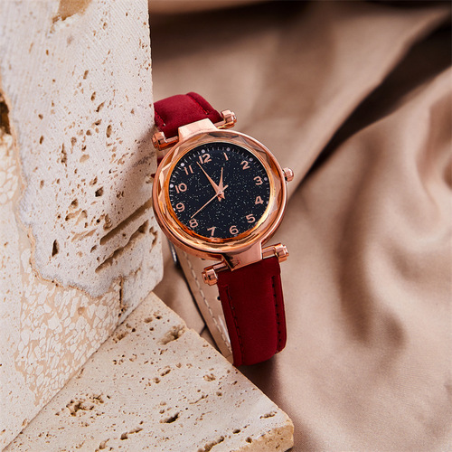 New Starry Sky Watch for Women Live Broadcast Ladies Fashion Casual Watch Ultra-Thin Rhinestone Frosted Belt Watch