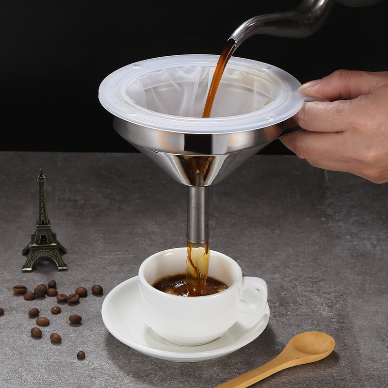 Stainless Steel Funnel Filter Separator, Plastic Fine Mesh Filter for Residue, Coffee Filter Tray, Kitchen Funnel for Filtering Residue