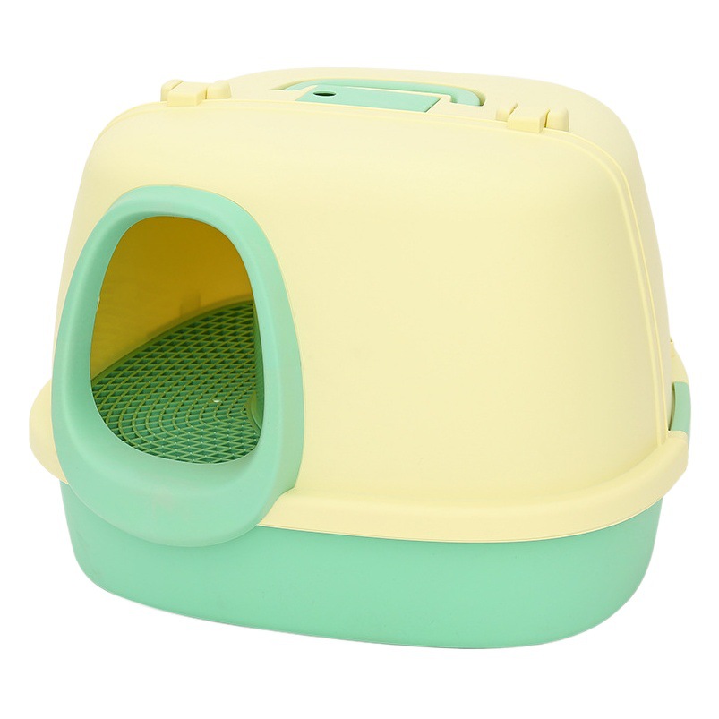 Caja de arena para gatos corredor semi-cerrado desodorante de gran tamaño canal largo anti-Arena gatito suministros de inodoro
