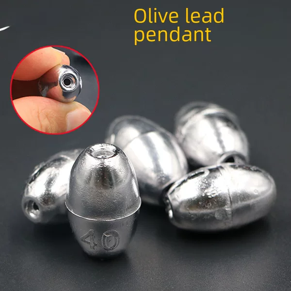 Sea Fish Hollow Lead Sinker with Inner Groove for Line Protection, Hollow Olive Lead Sinker Accessories for Casting Rods