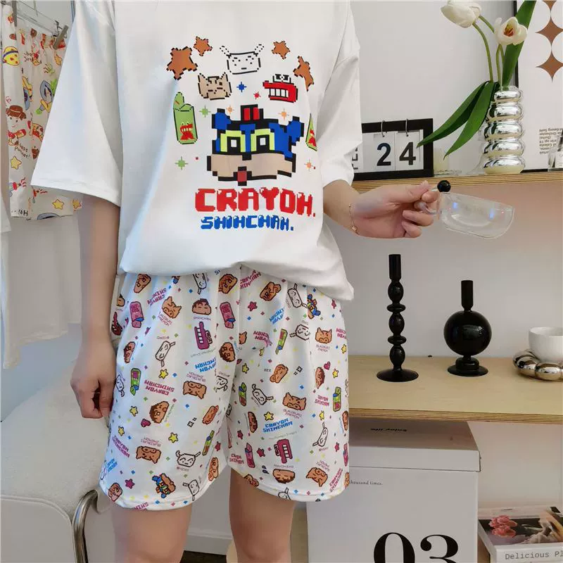 Брюки, летние мелки с рисунком из мультфильмов, шорты для отдыха, свободного кроя