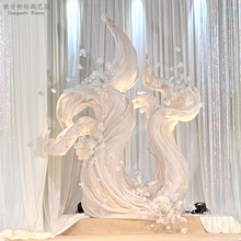 婚礼巨型艺术纱装置手工立体纸花舞T台路引布置设计成品道具