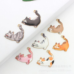 DIY ジュエリーアクセサリーかわいい漫画プリント猫合金イヤリングペンダントペンダントアクセサリーキーホルダー