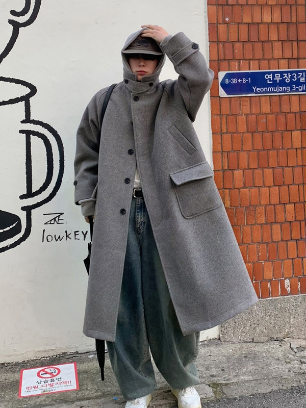 ASCLO25秋冬轻奢毛呢大衣韩版百搭加厚保暖风衣宽松中长款慵懒外|undefined