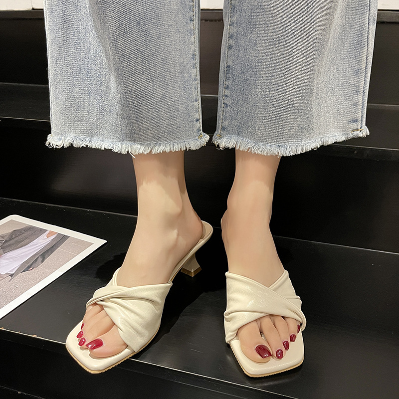 Mule square toe stiletto heels