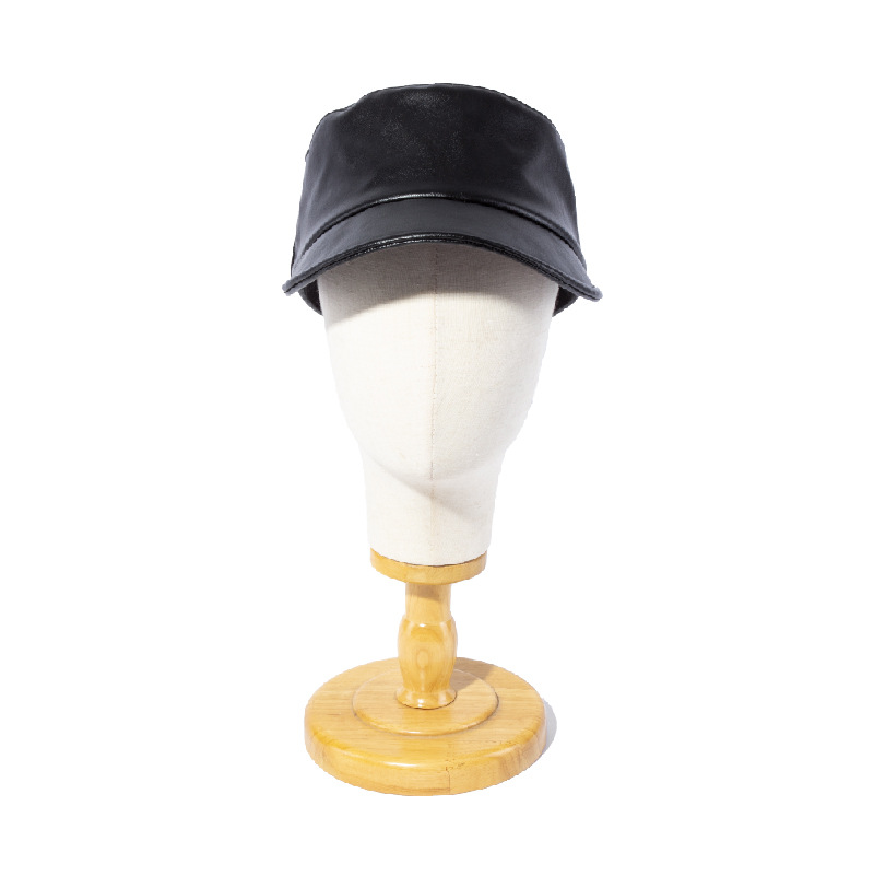 HJ74-羊纹皮软舌平顶帽