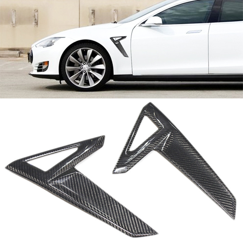 Suitable for Tesla model s carbon fiber modified command lampshade side air outlet exterior decoration small wind knife