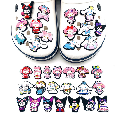 37 pieces of Sanrio Melody Kuromi Cinnamon Dog Cave Shoes Flower Croc Shoe Buckle Shoes Accessories DIY