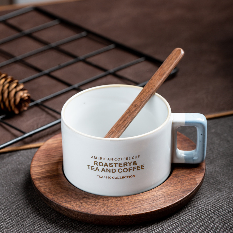 Taza de café americana con taza de nuez, taza de cerámica, taza de cerámica, regalo de mano