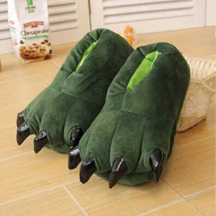 Cartoon Animal Shoes Paw Autumn and Winter Dinosaur Paw Cotton Slippers Couple Bag with Non-slip Funny Slippers Children
