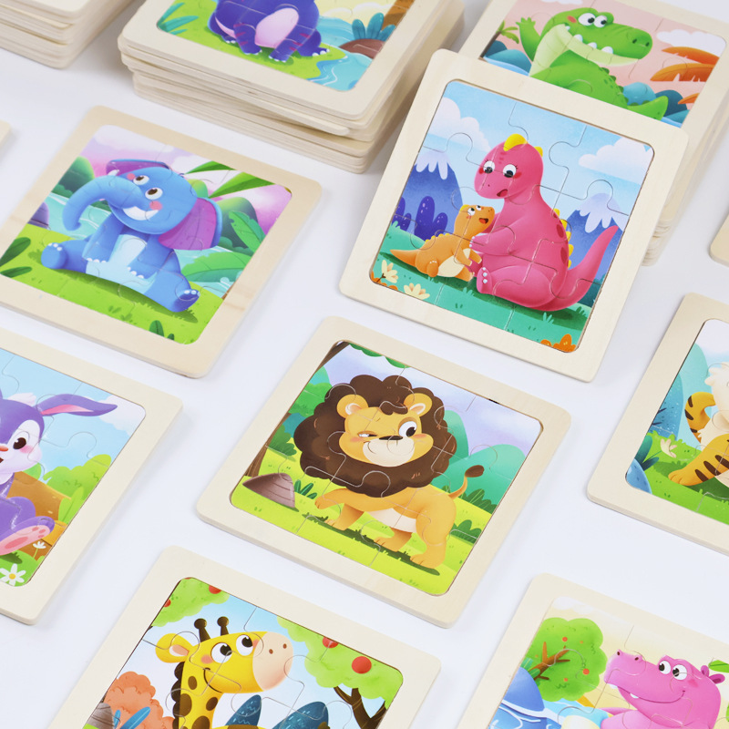 Fábrica directa de niños pequeños 9 piezas de dibujos animados de madera plano rompecabezas puzzle puzzle juguetes de educación temprana para bebés image 3