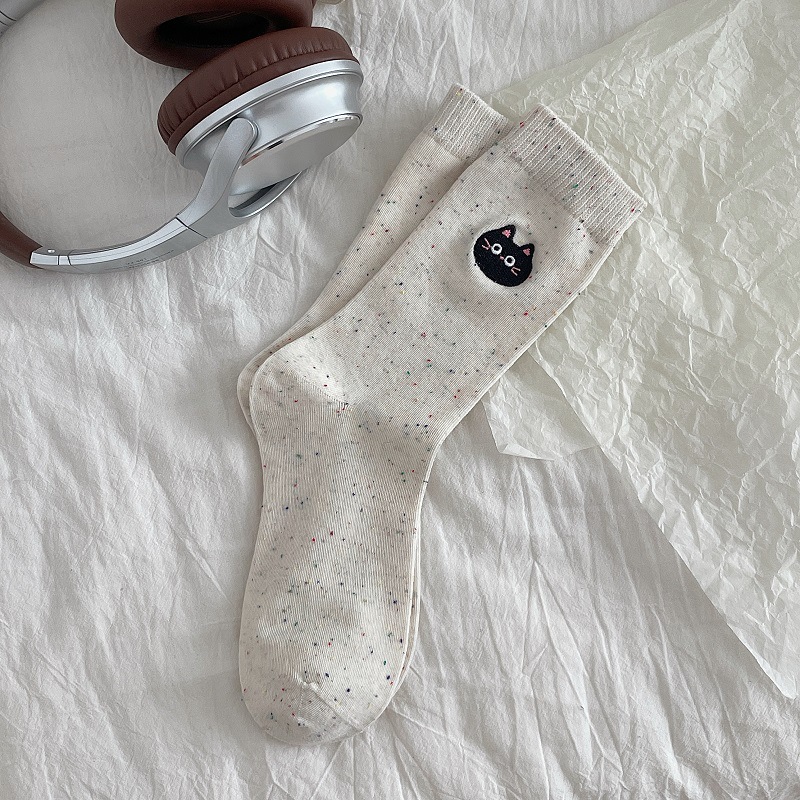 Calcetines de gato para mujer, diseño con hilo fino, amor en relieve, suaves y sin costuras.