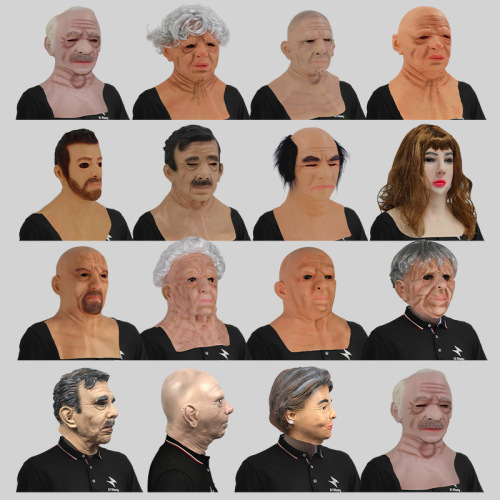 Grandpa and grandma character masks masquerade bearded uncle headgear Halloween party spoof props