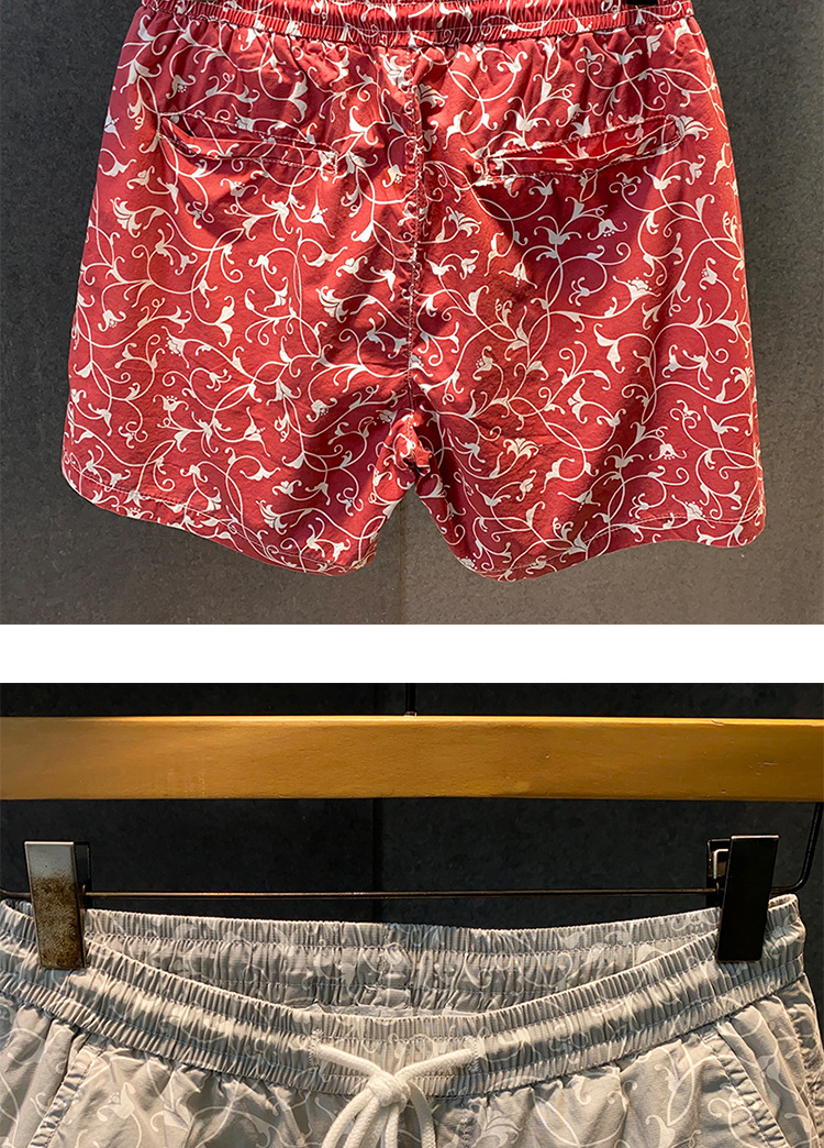 Men's Clothing Men's Summer Fashionable Unique Red Print Beach Sporty Casual Four Point Shorts Thin Style Trendy Brand_viptrois.com
