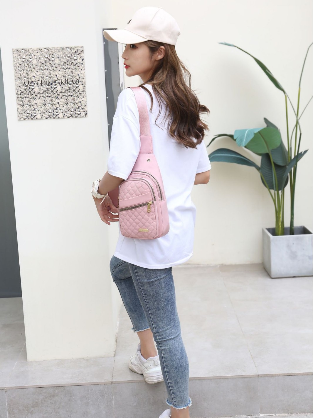 Bolso de pecho para mujer estilo coreano simple bordado multicapa gran capacidad para uso al aire libre