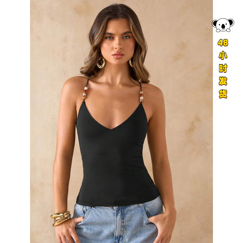 P 87081 Beaded cross back yoga cami