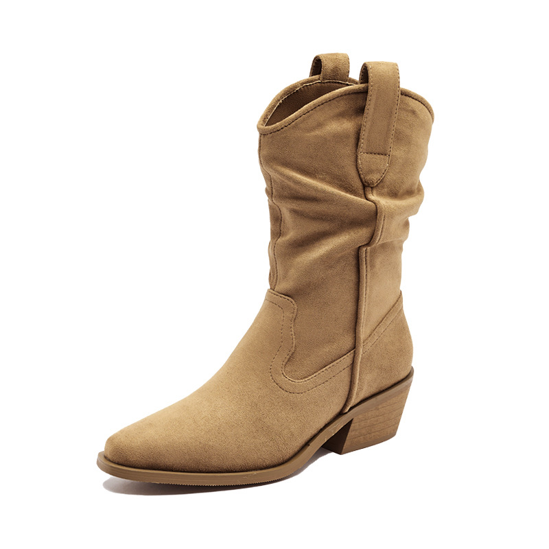 Botas cortas marrones para mujeres 2026 nuevo otoño y invierno con talón grueso Meirard Martin botas de pila retro botas