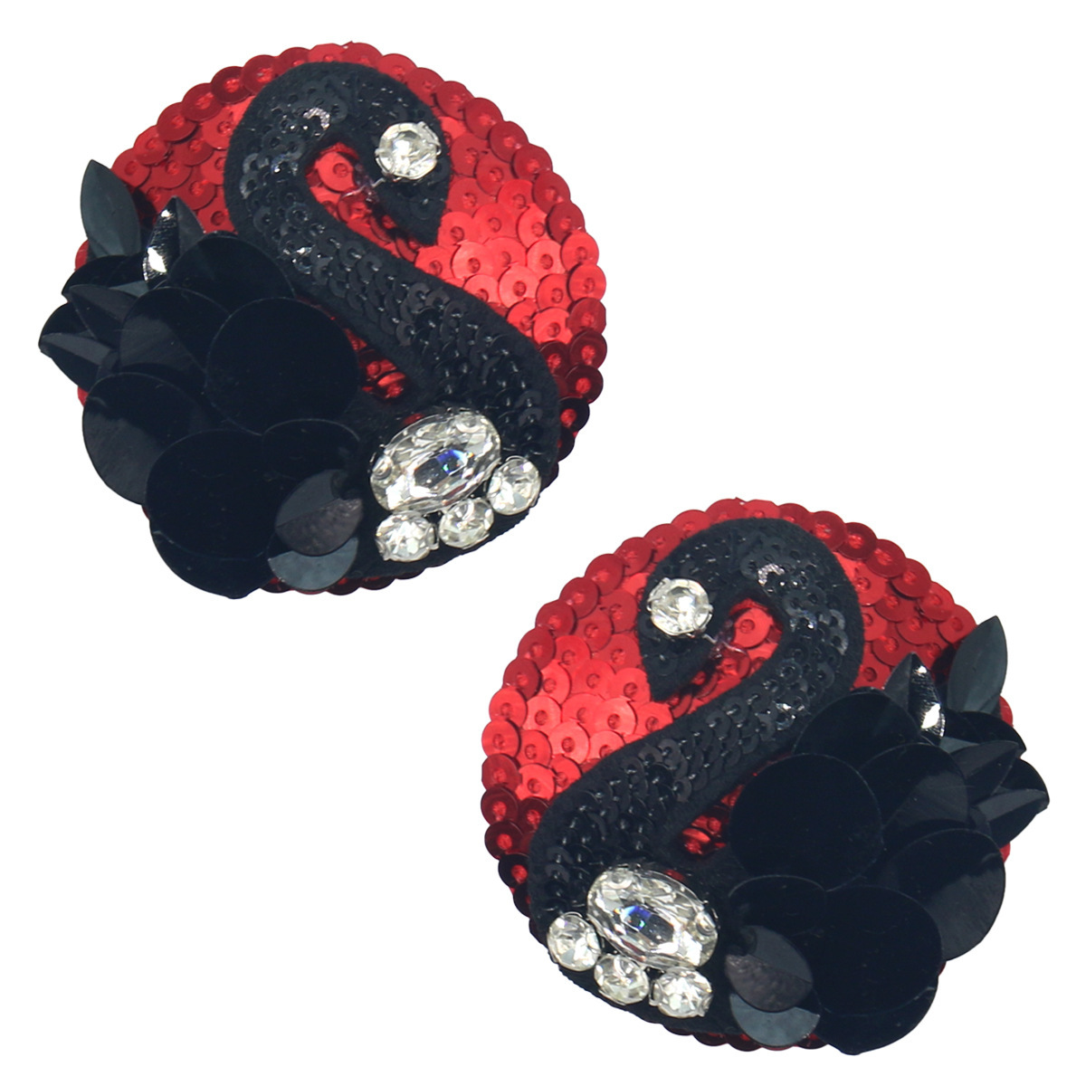 빨간색 배경에 검은 백조