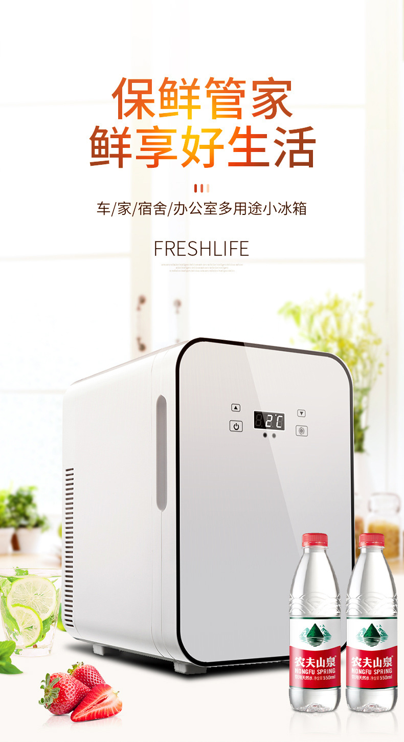 Cross-Border Car Refrigerator, Mini Refrigerator, Cosmetics Refrigerator, Small Refrigerator, Dual-Use for Dormitory, Car and Home, Gift