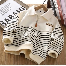 宝宝卫衣秋冬男女童衬衫男童上衣秋季童装儿童衣服条纹卫衣外套