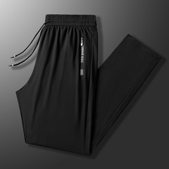 夏用超薄ドレープアイスシルクパンツ 伸縮性ロングパンツ メンズ 夏用薄手速乾通気性 大きいサイズ メンズパンツ カジュアル