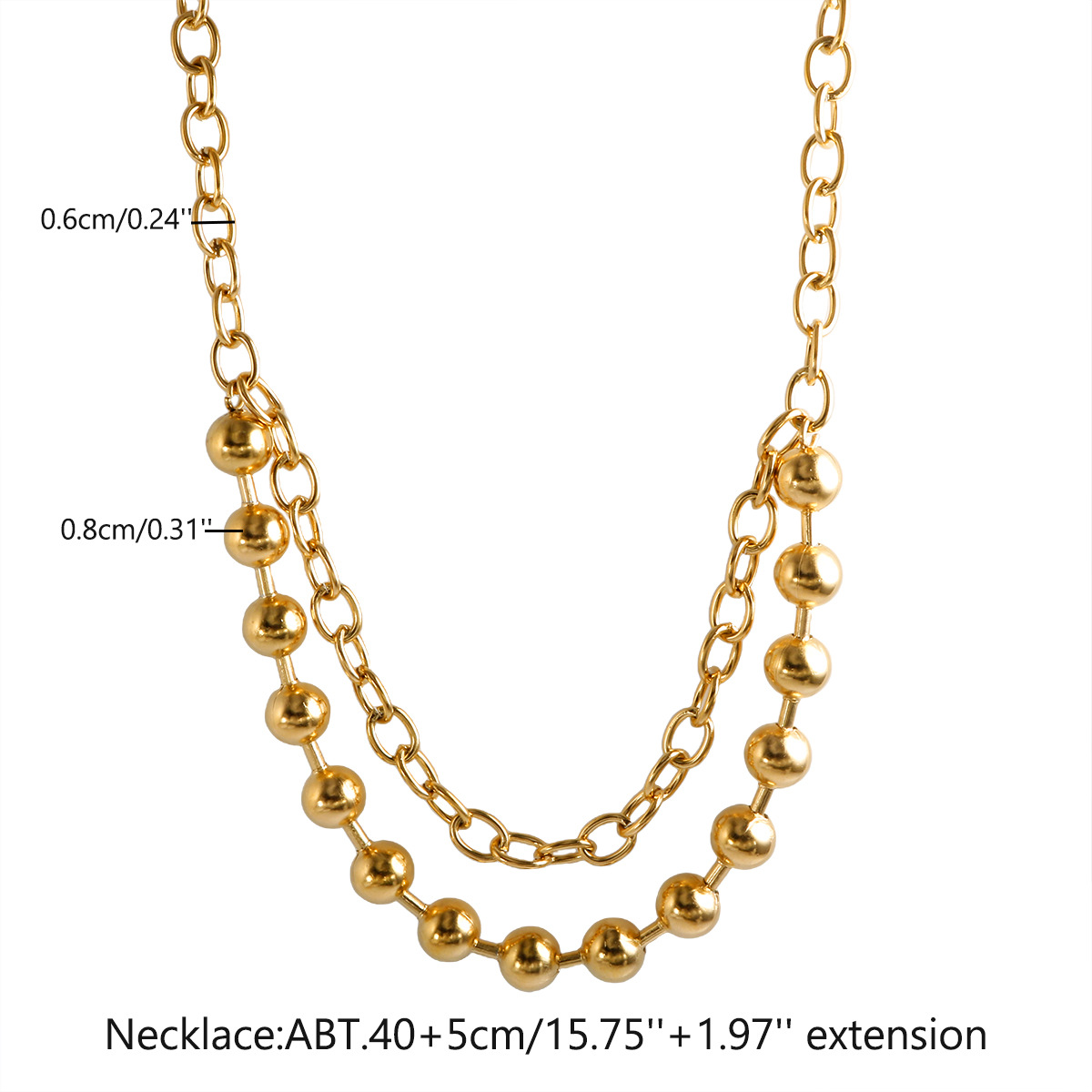 25g Weight Layered Necklaces Classification 304 Stainless Steel Chain Material ball chain, cable chain Chain Type Wholesale Jewelry Streetwear Geometric 304 Stainless Steel Plating Layered Necklaces