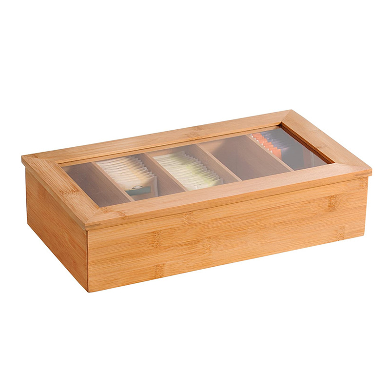 创意竹质多格咖啡茶包多用收纳盒翻盖茶叶礼品盒竹木茶叶收纳盒