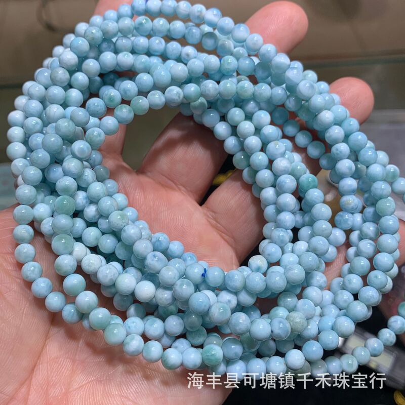 Natural Larimar Sea Pattern Stone Three-Circle Bracelet for Women 5mm Sea Pattern Stone Beads Bracelet Round Beads with Chain Accessories Wholesale Natural Larimar Sea Pattern Stone Three-Circle Bracelet for Women 5mm Sea Pattern Stone Beads Bracelet Round Beads with Chain Accessories Wholesale