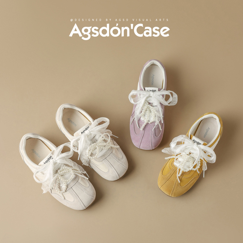 Augustion zapatos de entrenamiento alemanes amarillos para mujer 2025 nuevo ballet de verano Forrest Gump zapatos blancos deportivos y casuales