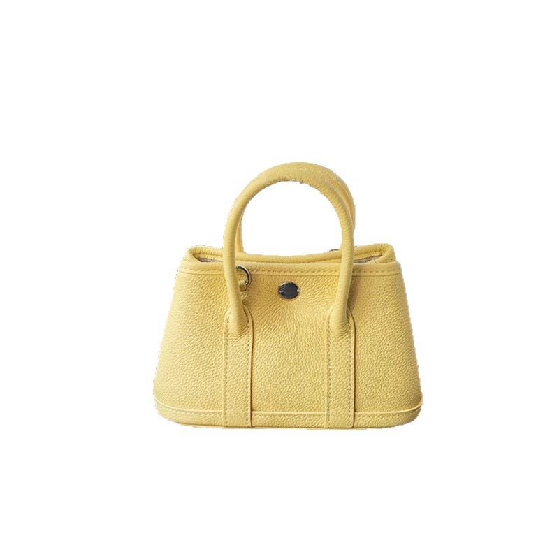Top Grain Cowhide Mini Garden Bag Genuine Leather Tote Shoulder Crossbody Handbag Fashion Versatile Mini Bag - Thumbnail 5