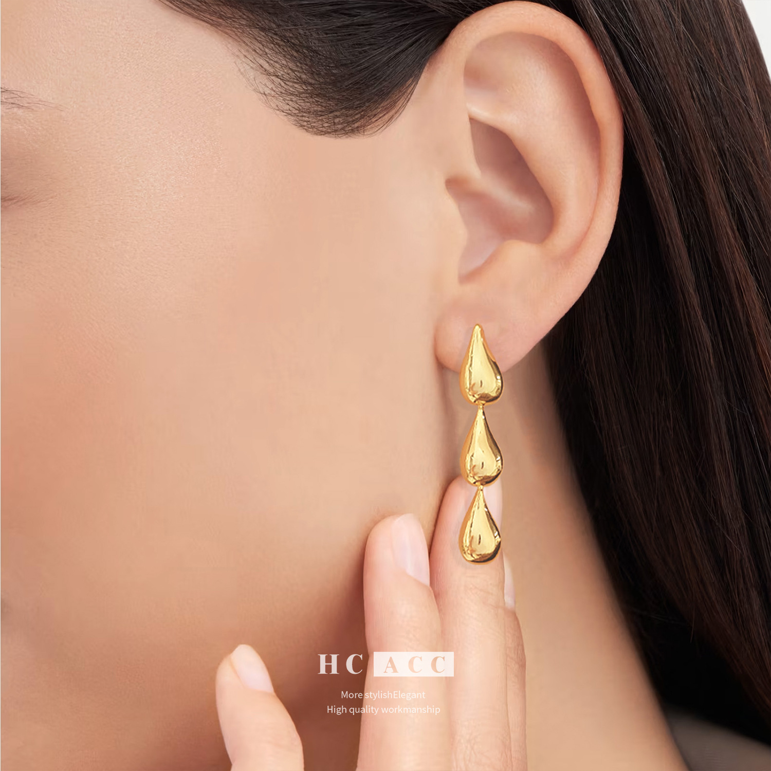 new-style-ins-style-retro-high-end-sense-niche-earrings-show-water-drop-water-flow-metal-tassel-earrings-for-women