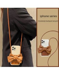 卡包蝴蝶結13Pro Max適用蘋果15/14斜掛全包時尚殼 iPhone7/8plus