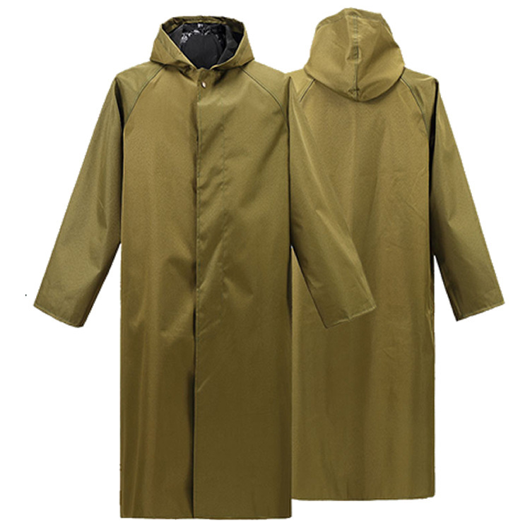 3520 Canvas Long Split Suit Adult Men and Women Military Green Thickeneded Labor Protection Outdoor Hiking Construction Site Wear-Resistant Raincoat