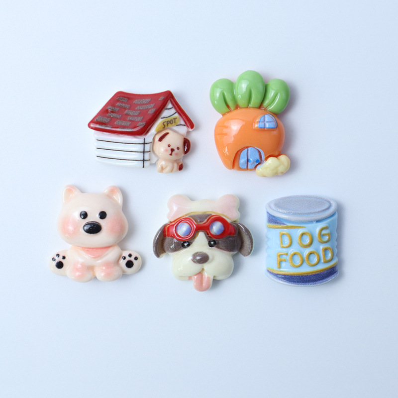 Cute Garden Puppy Fridge Magnet Cream Glue Decoration Mini Trendy Resin DIY Keychain Pendant Bag Chain