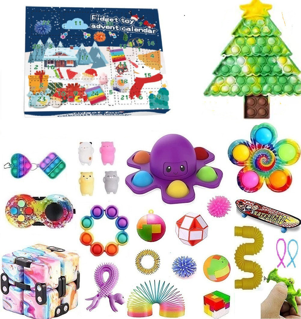 Caja ciega de Navidad transfronteriza Regalo de fiesta para niños Descompresión DIY Desgarrado Calendario de cuenta regresiva Caja ciega Juguetes navideños